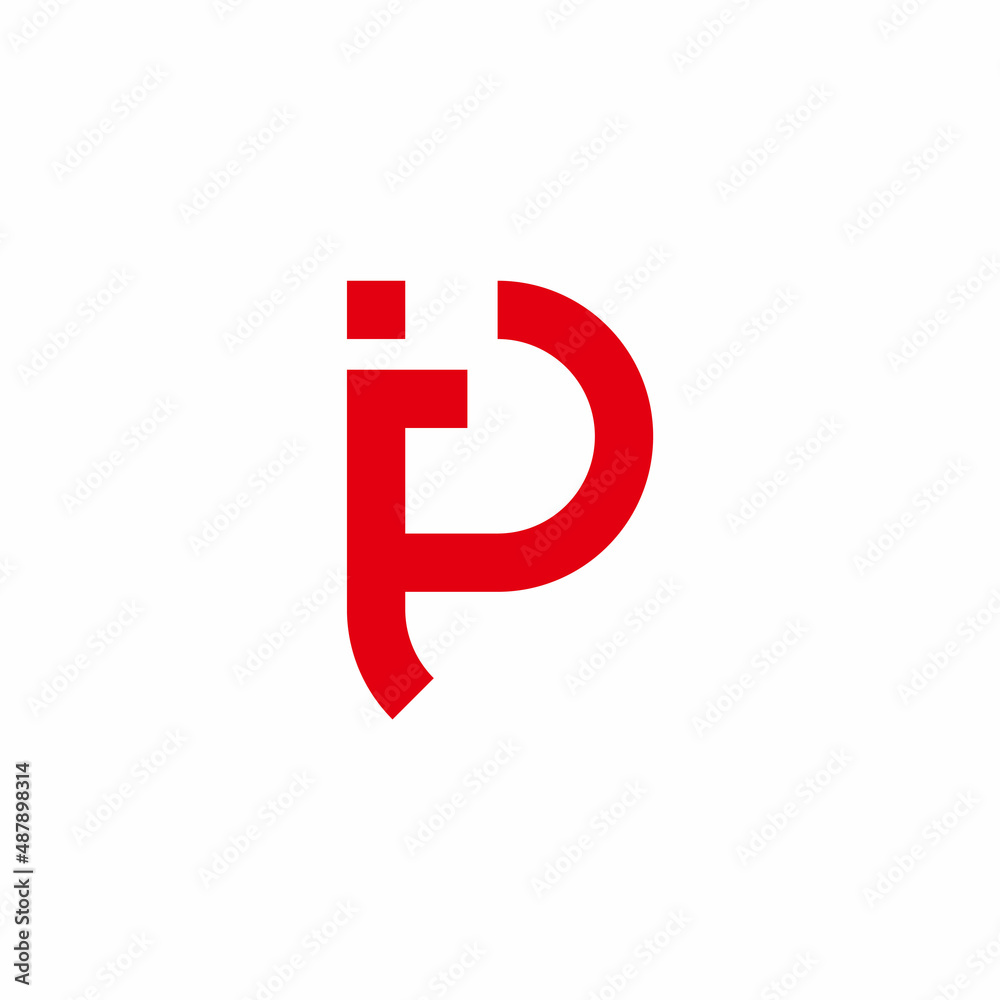 letter ip simple geometric red line logo vector letter ip simple geometric red line logo vector