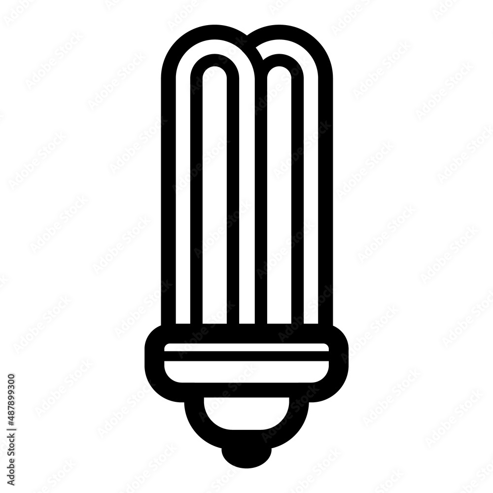 Fluorescent Lamp Flat Icon Isolated On White Background