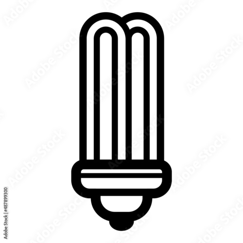 Fluorescent Lamp Flat Icon Isolated On White Background
