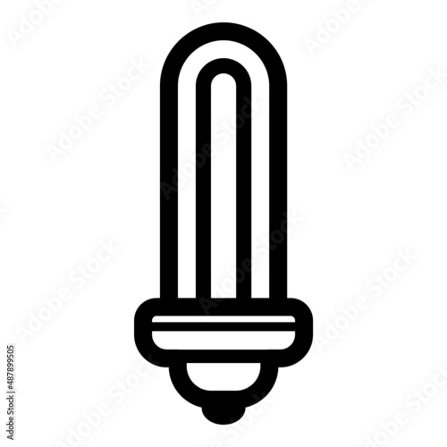 Fluorescent Lamp Flat Icon Isolated On White Background