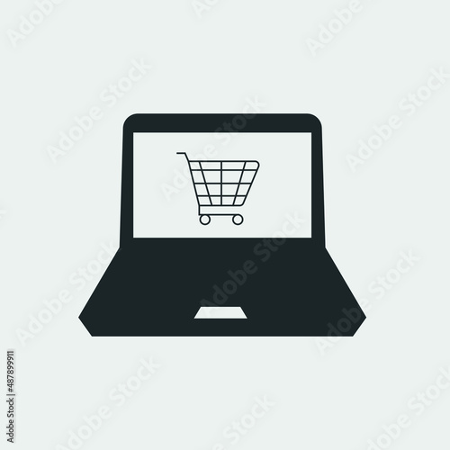 Online shopping vector icon illustration sign