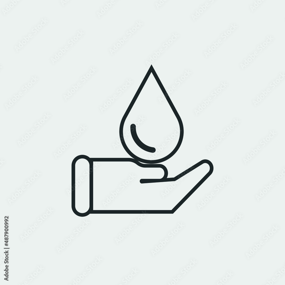 Drop in hand vector icon illustration sign