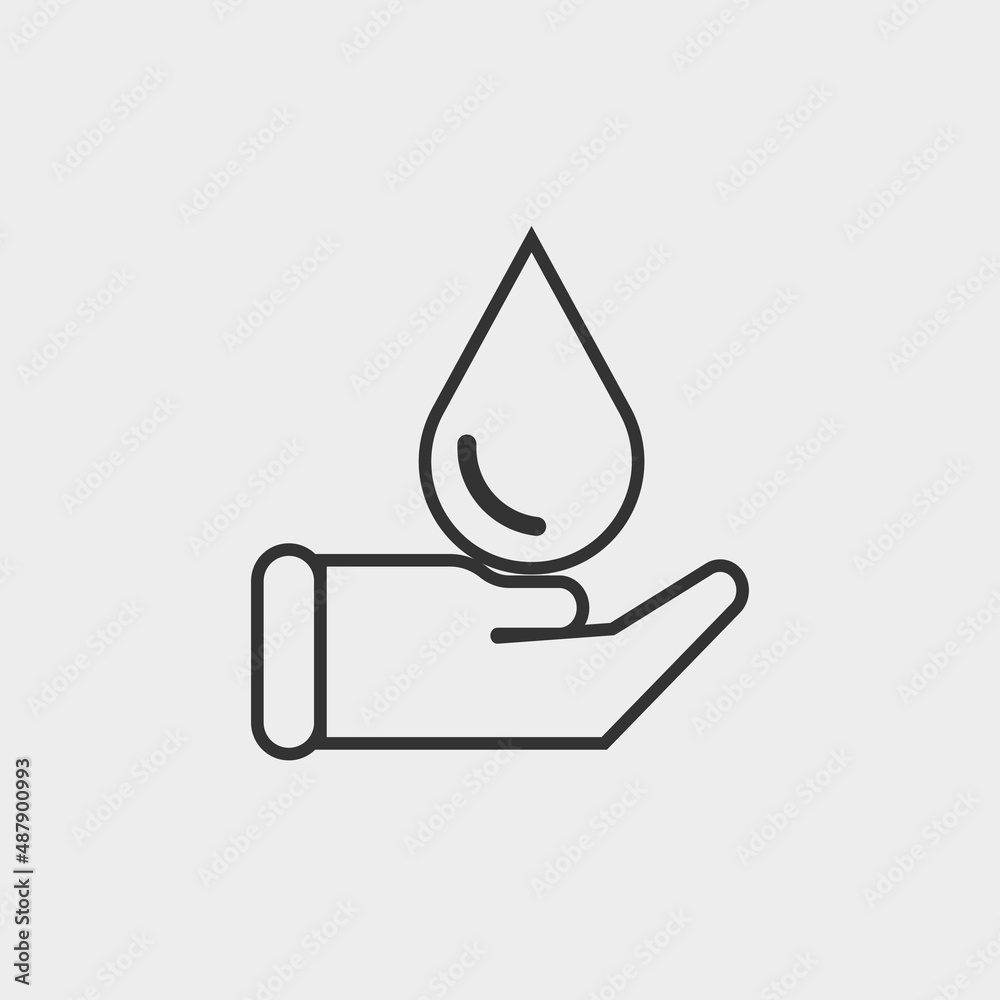 Drop in hand vector icon illustration sign Drop in hand vector icon illustration sign