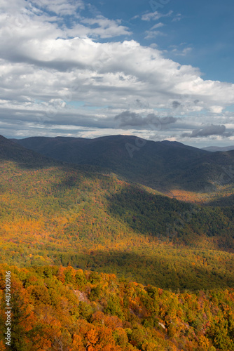 Aerial View of Fall Trees with Foliage in the Distance at Old Rag © suraju