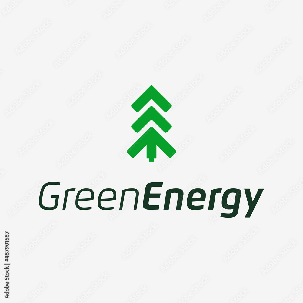 Fototapeta premium Creative Tree and Battery For Green Energy Logo Design Ideas