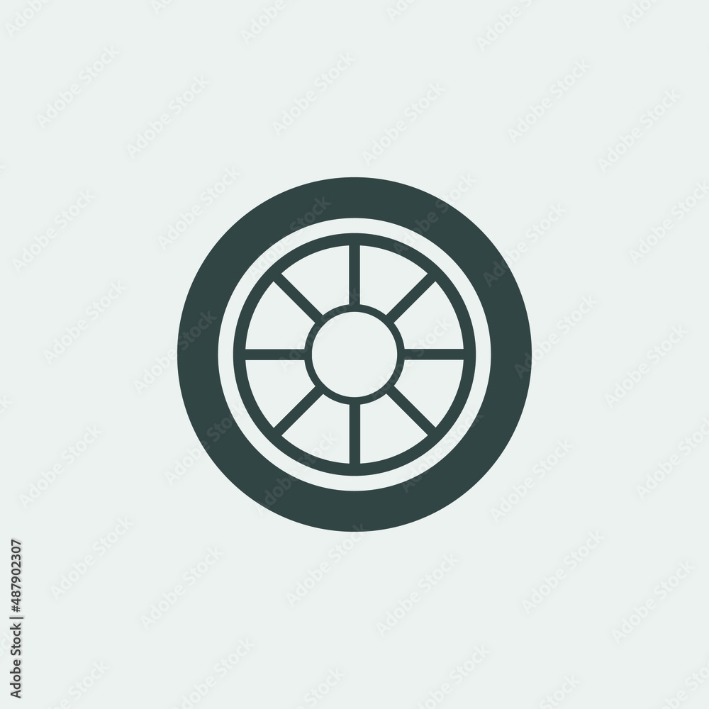 Car wheel vector icon illustration sign