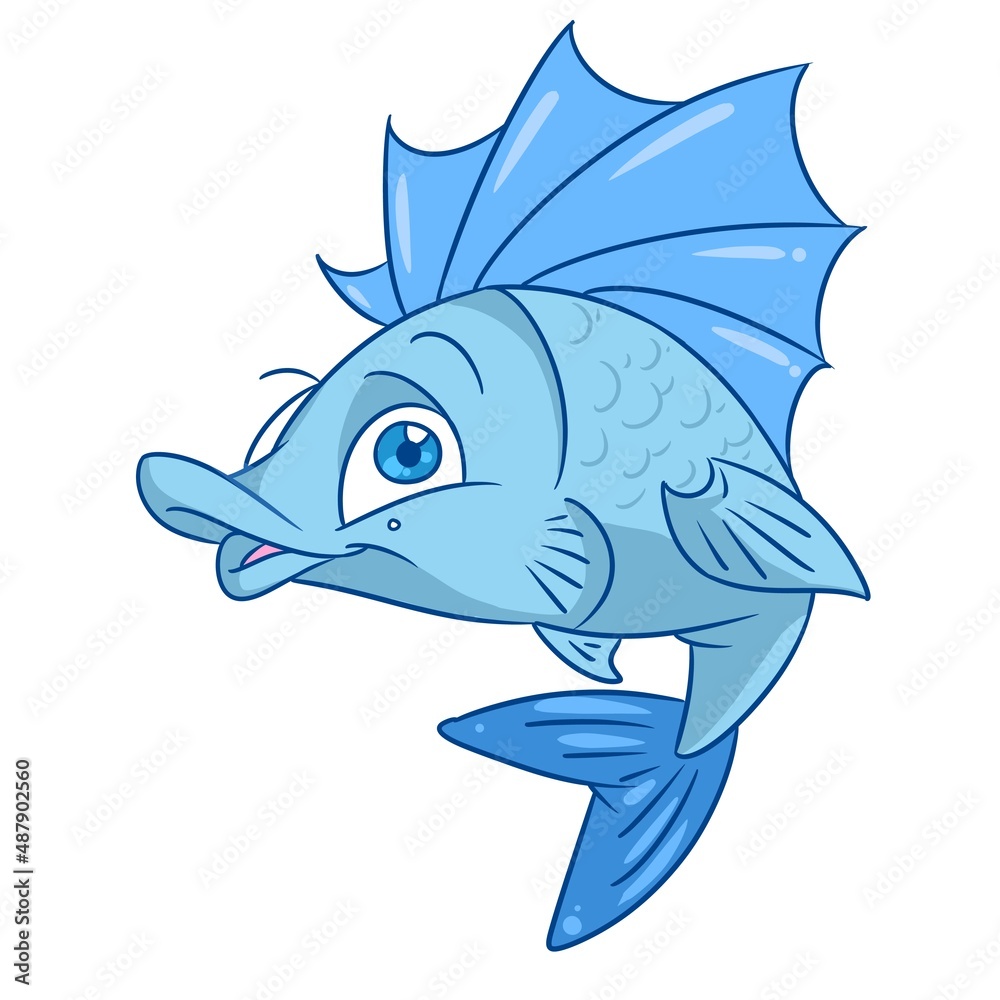 Blue fish smile character illustration cartoon Blue fish smile character illustration cartoon