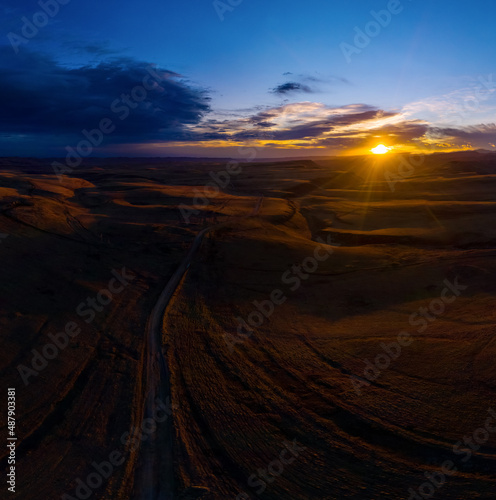 Colorful sunrise in the Caucasus mountains