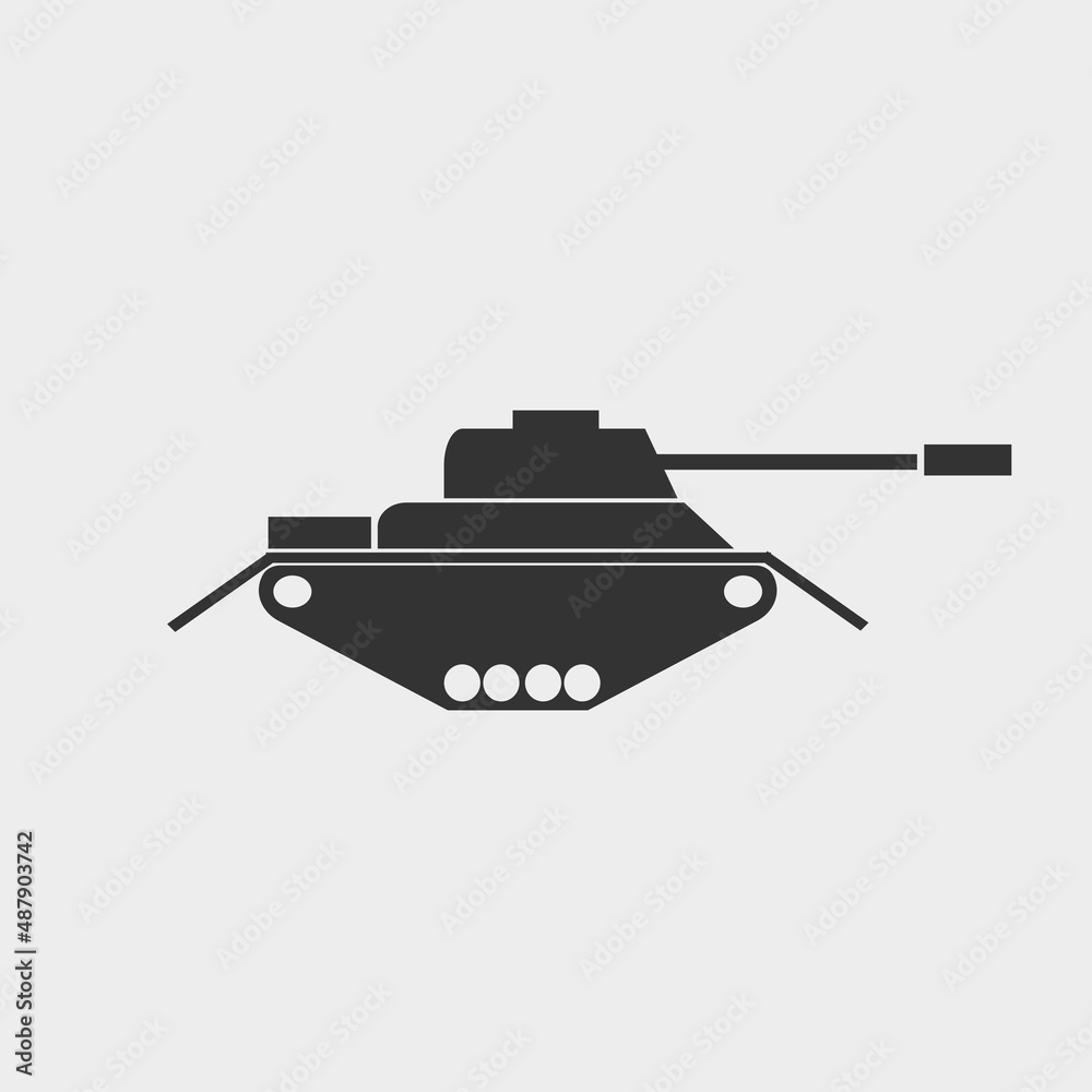 Fototapeta premium Tank bombing vector icon solid grey
