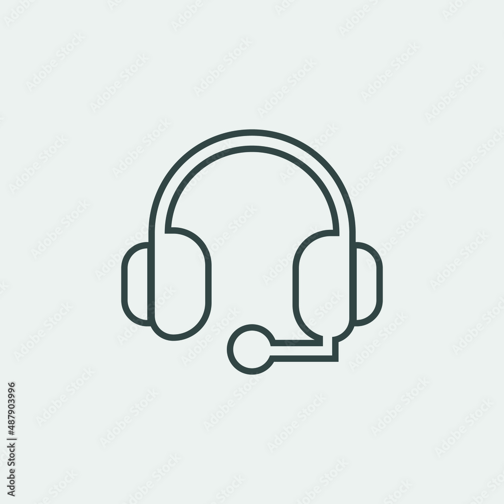 Headphone with mic vector icon illustration sign Headphone with mic vector icon illustration sign