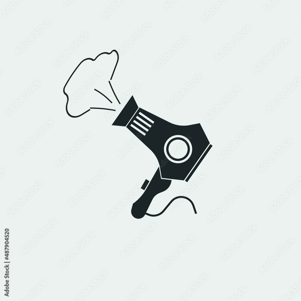Hair dryer vector icon solid grey Hair dryer vector icon solid grey