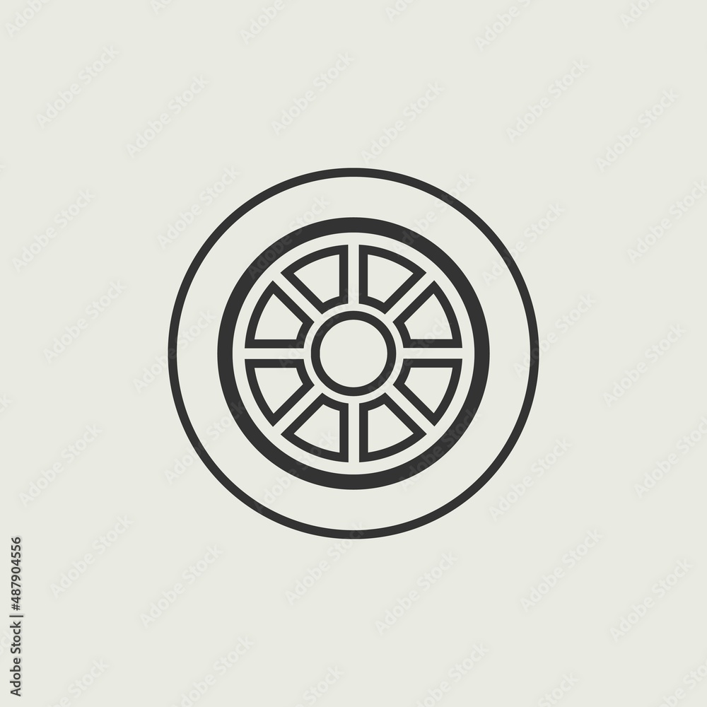 Car wheel vector icon illustration sign Car wheel vector icon illustration sign
