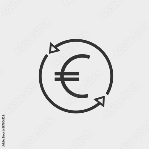 Euro rotation vector icon solid grey