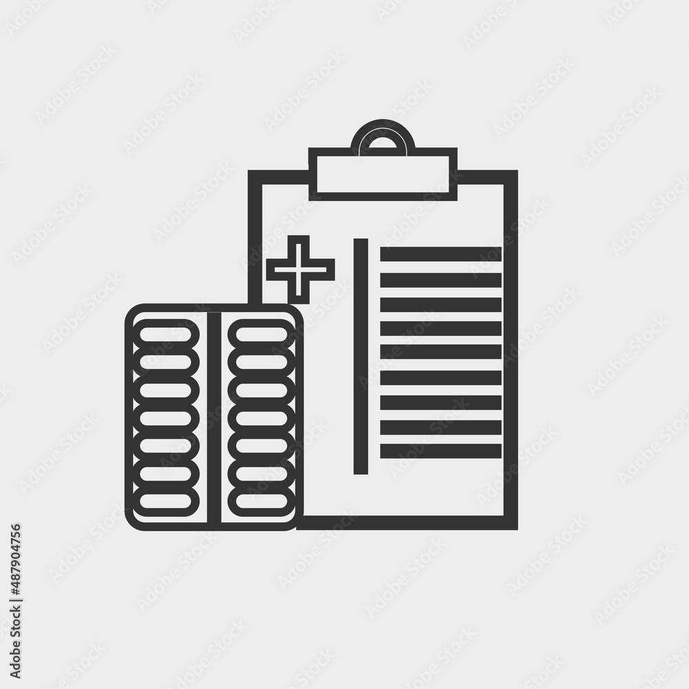 Medical clipboard vector icon solid grey Medical clipboard vector icon solid grey