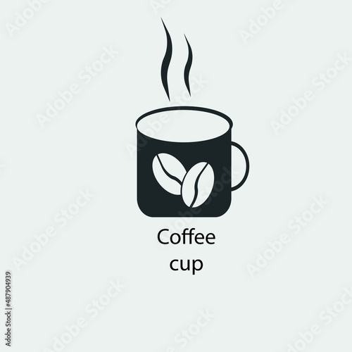 Coffee cup vector icon solid grey