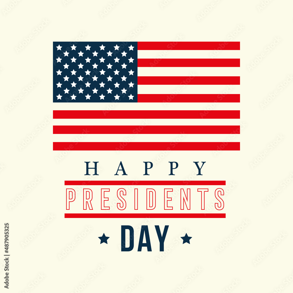 White president day template with a single USA flag Vector White president day template with a single USA flag Vector