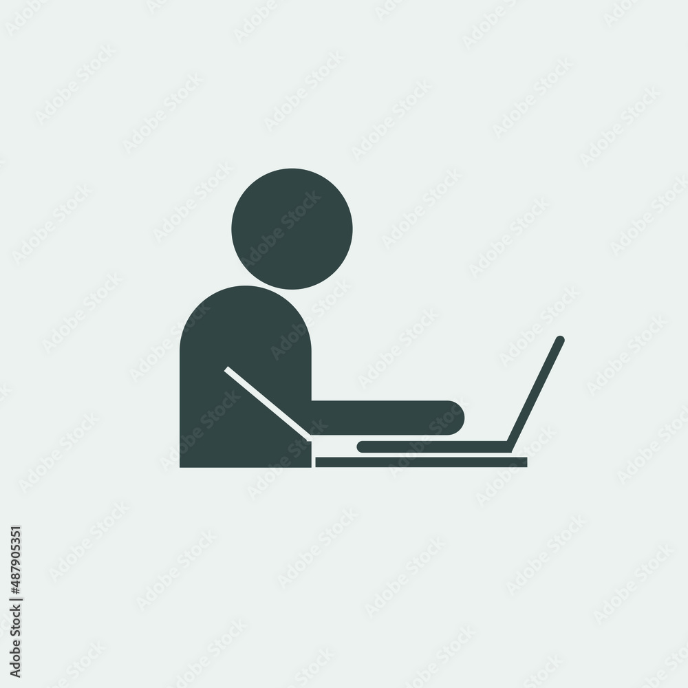 Typing on laptop vector icon illustration sign