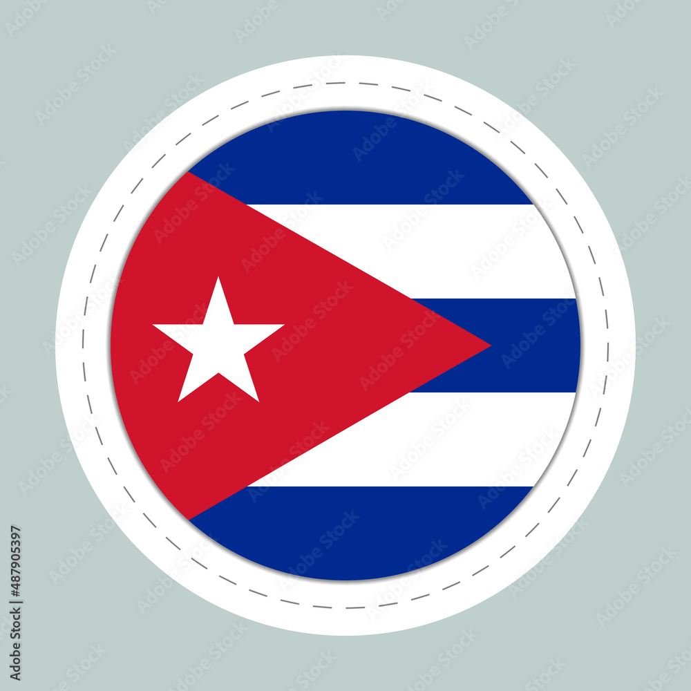 Sticker ball with flag of Cuba. Round sphere, template icon. Cuban national symbol. Glossy realistic ball, 3D abstract vector illustration. Big bubble Sticker ball with flag of Cuba. Round sphere, template icon. Cuban national symbol. Glossy realistic ball, 3D abstract vector illustration. Big bubble