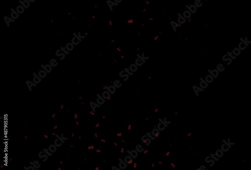 Dark red vector background with gender symbols.