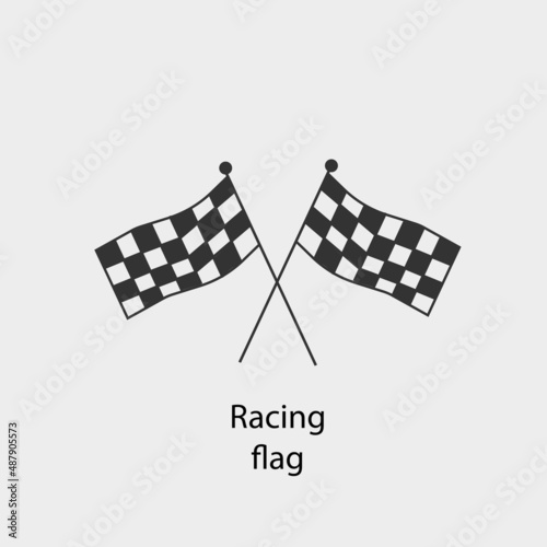 Racing flag vector icon solid grey