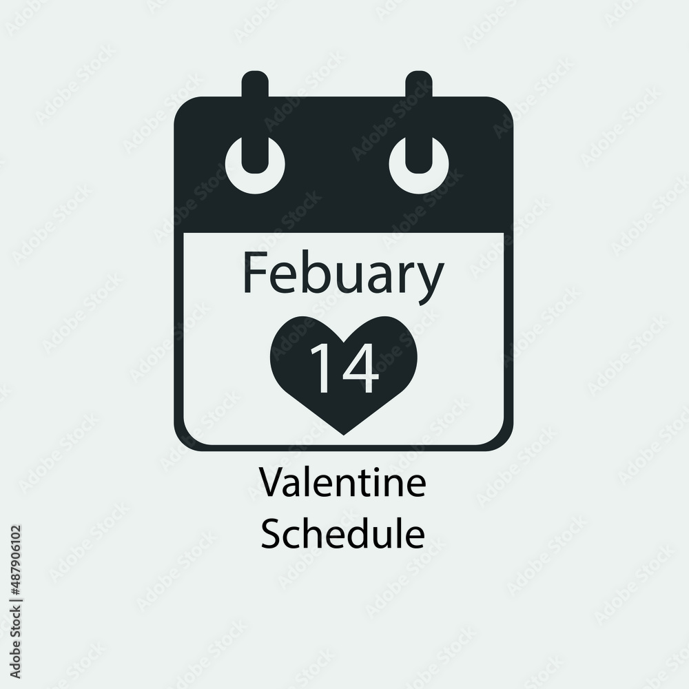 Valentine schedule vector icon solid grey Valentine schedule vector icon solid grey