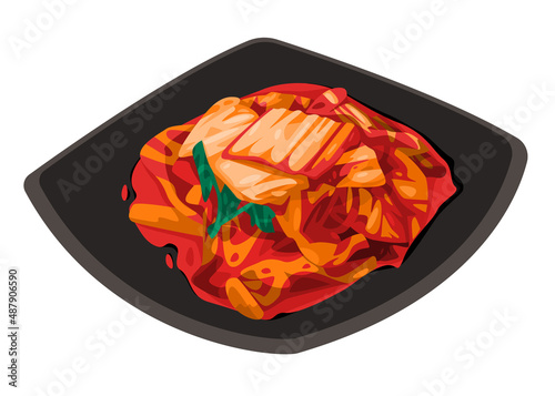 Kimchi korean food drawing illustration of traditional cuisine spicy pickle savory cabbage