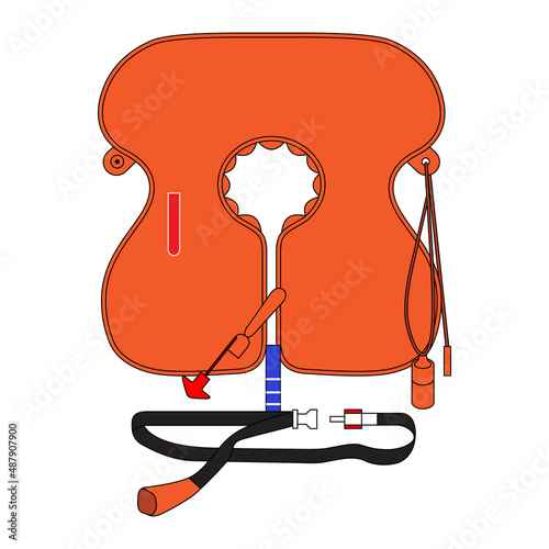 Life jacket vector icon illustration. Equipment for safety on the plane.