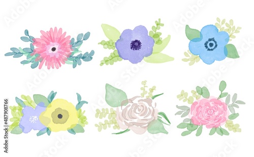                                                                                                                Watercolor painting. Flowers and plants illustration with watercolor touch. Floral illustration for wedding decoration.