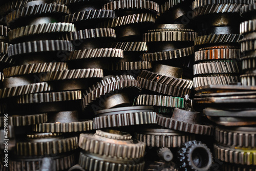 stack old car parts in used are good condition in shop  for sale bring to  repair.