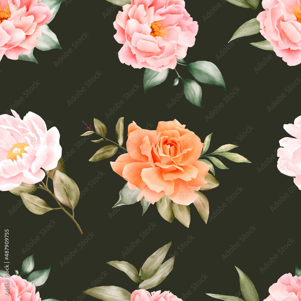 Watercolor Floral Seamless Pattern Template Design