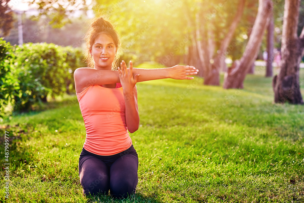 Yoga. mixed race woman practicing yoga or dancing or stretching in nature at park. Health lifestyle concept. Yoga. mixed race woman practicing yoga or dancing or stretching in nature at park. Health lifestyle concept.