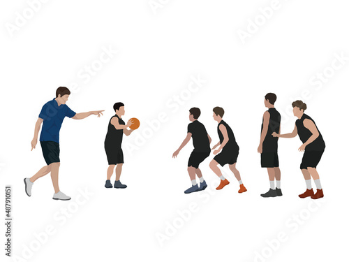 Coach and Basketball Team on illustration graphic vector