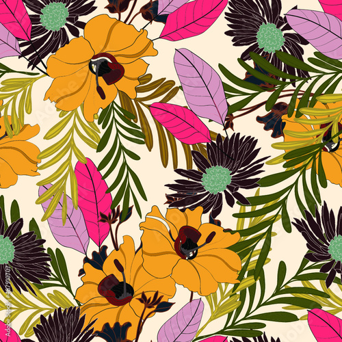 Beautiful seamless pattern with floral background.