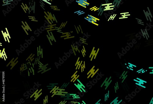 Dark Green, Yellow vector pattern with narrow lines.