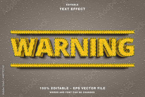 warning 3d yellow editable text effect