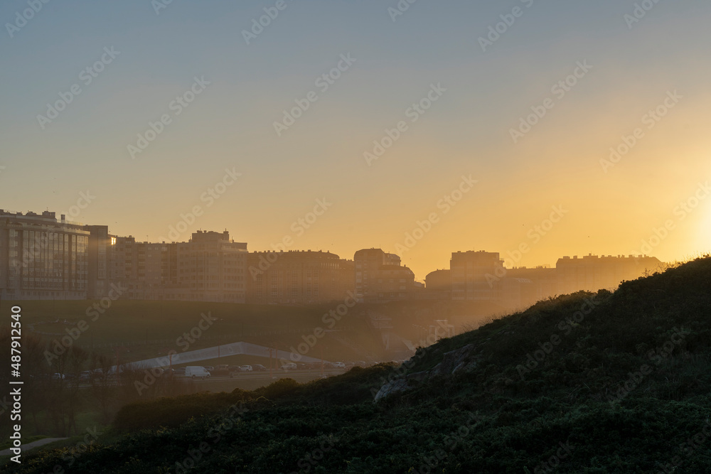 Sunset landscape in La Coruña Spain