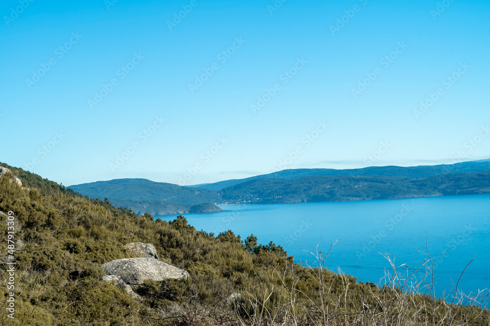 Sea view landscape with a day long exposure in Finisterra Spain