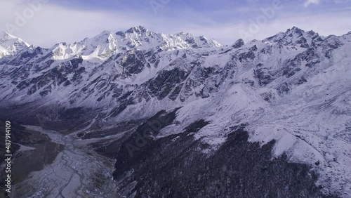 Wallpaper Mural Kyanjin Valley from aerial view along the snow capped Himalayan mountains in Nepal. Torontodigital.ca