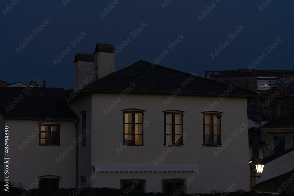 Architectural house landscape at sunset in Lugo Spain