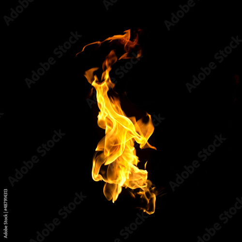 Fire flames collection isolated on black background