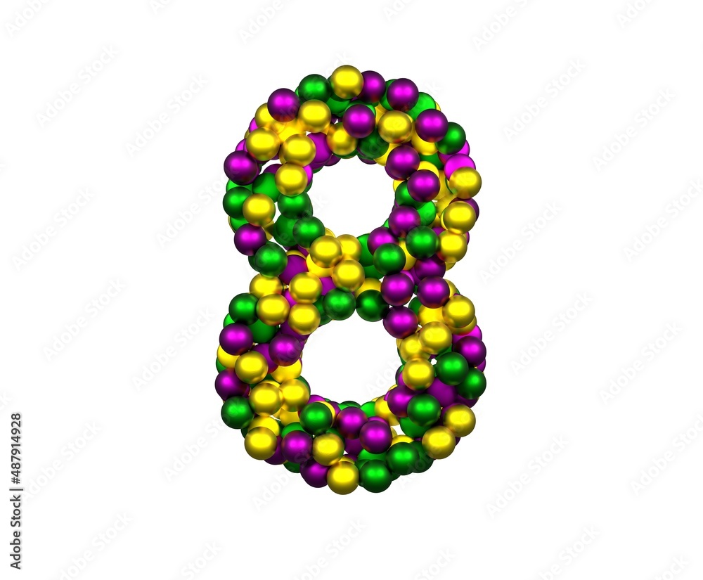 Mardi Gras Bead Themed Font Number 8 Mardi Gras Bead Themed Font Number 8