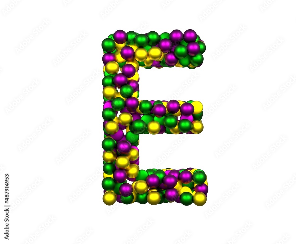 Mardi Gras Bead Themed Font Letter E Mardi Gras Bead Themed Font Letter E