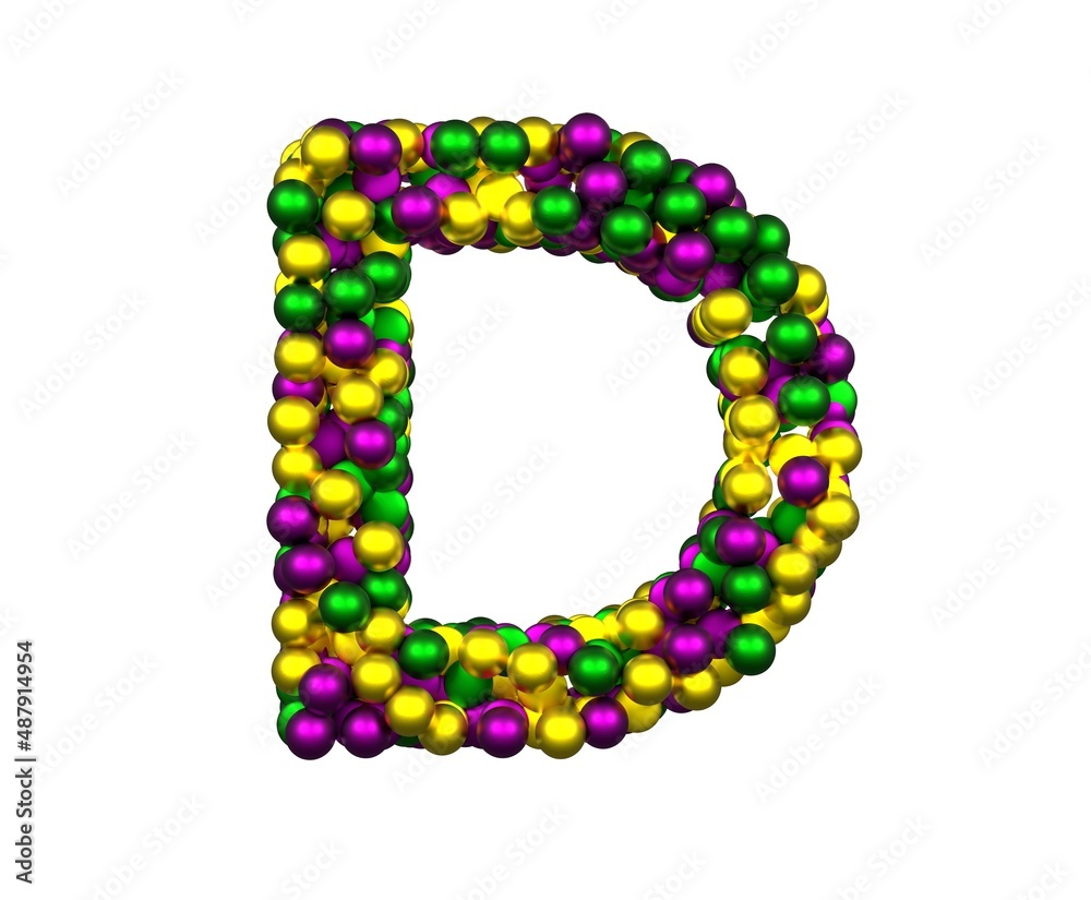 Mardi Gras Bead Themed Font Letter D Mardi Gras Bead Themed Font Letter D