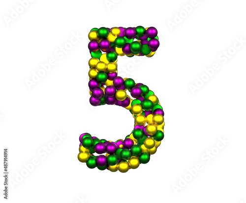 Mardi Gras Bead Themed Font Number 5