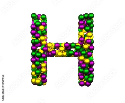 Mardi Gras Bead Themed Font Letter H