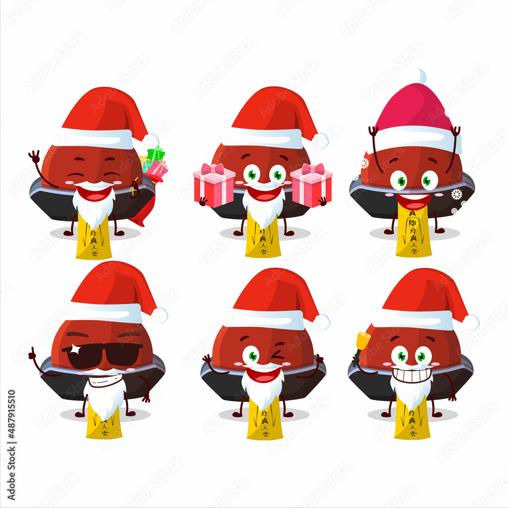 Santa Claus emoticons with red vampire hat cartoon character