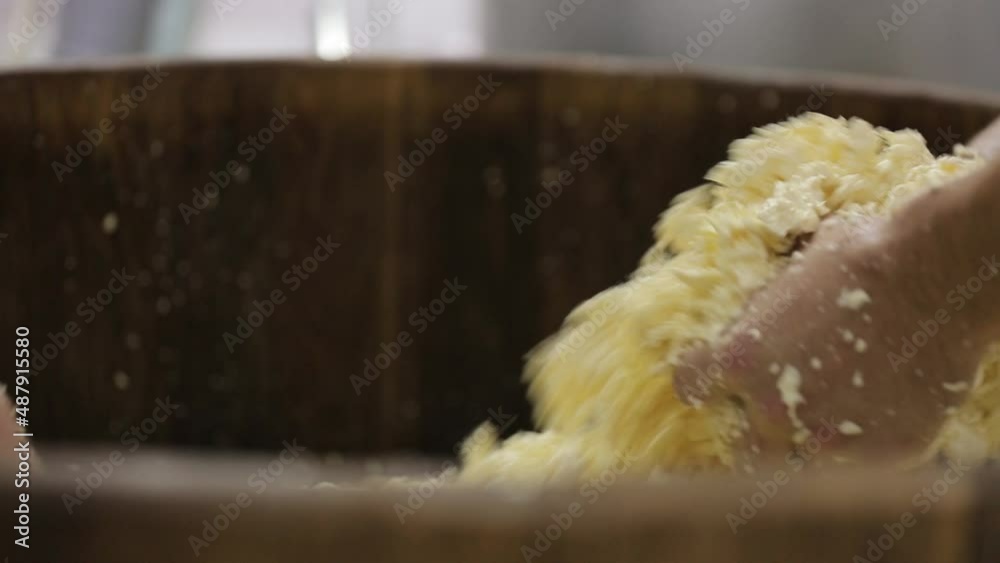 Handmade process production mozzarella cheese making manually cheese