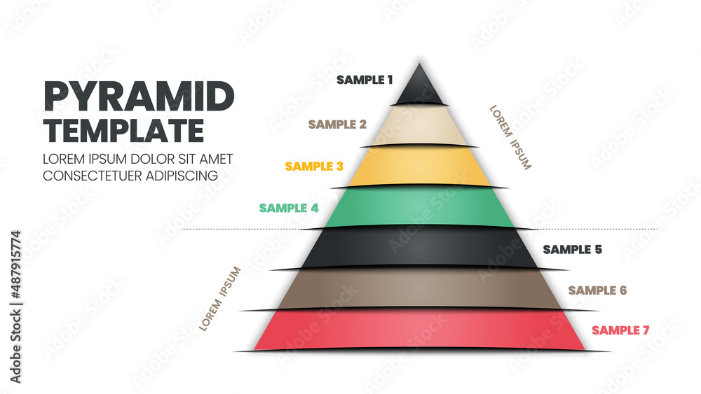 7 Steps of a pyramid or triangular template with editable text is for