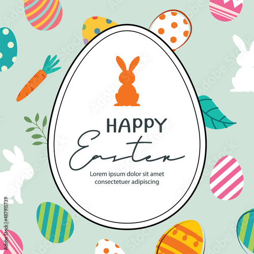 Happy easter egg greeting card background template.Can be used for social media, invitation, ad, wallpaper,flyers, posters, brochure.