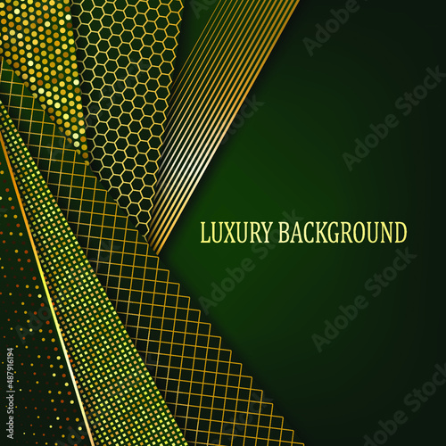 Green and gold luxury background. Vector illustration.